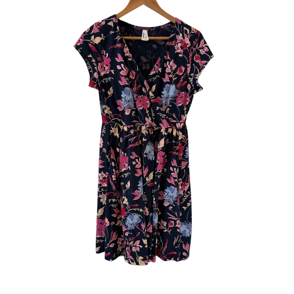 Pact Dayspring Blooms Wrap Dress Womens L Fit Flare Floral Organic Cotton